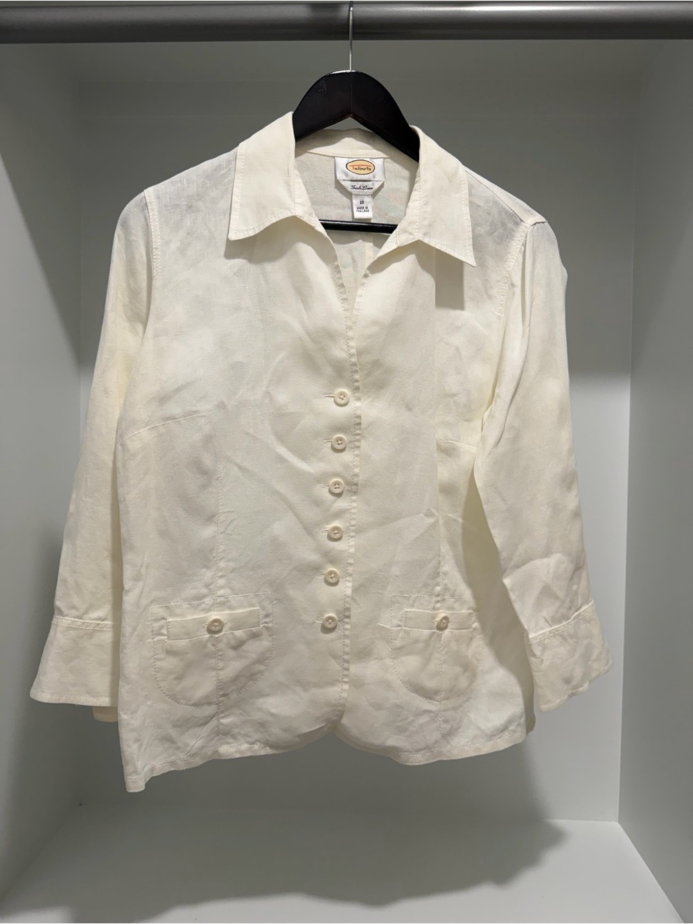 Talbots Irish linen blouse unlined blazer Size 10 cream
